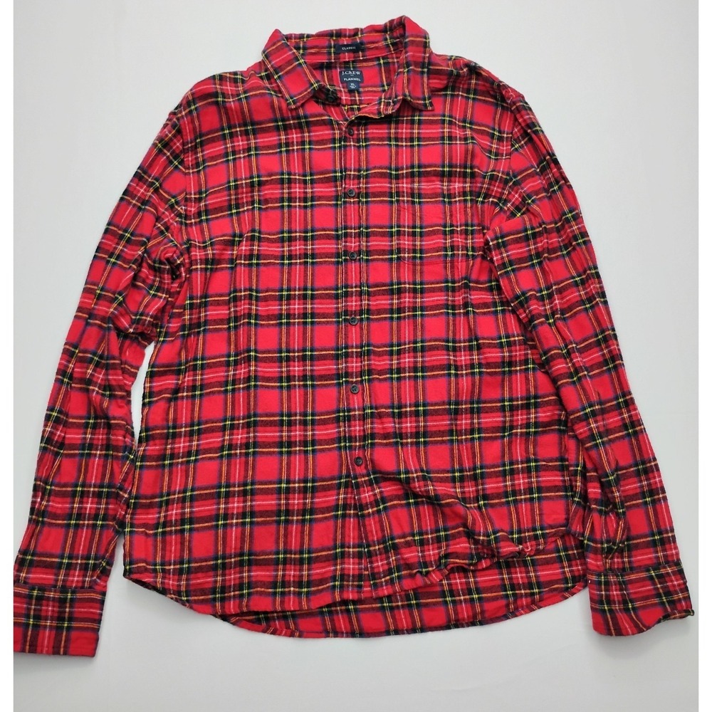 J Crew Shirt Mens Flannel Size XL Plaid Button up Long Sleeve Adult Cotton